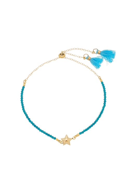 PULSEIRA AJUSTÁVEL ESTRELA COM CRISTAIS E TASSEL AZUL PM111-O PULSEIRA AJUSTÁVEL ESTRELA COM CRISTAIS E TASSEL AZUL PM111-O