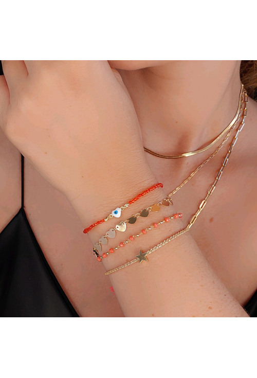 PULSEIRA AJUSTÁVEL OLHO GREGO COM CRISTAIS E TASSEL LARANJA PM115-O PULSEIRA AJUSTÁVEL OLHO GREGO COM CRISTAIS E TASSEL LARANJA PM115-O