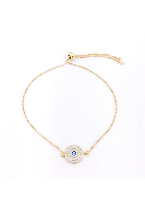 PULSEIRA AJUSTÁVEL OLHO GREGO CRAVEJADO PM018-O PULSEIRA AJUSTÁVEL OLHO GREGO CRAVEJADO PM018-O