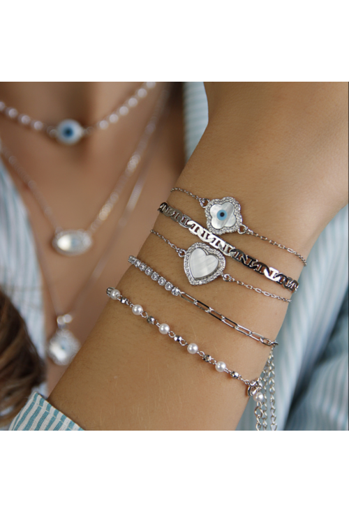 PULSEIRA AJUSTÁVEL TREVO DE OLHO GREGO PM068-R PULSEIRA AJUSTÁVEL TREVO DE OLHO GREGO PM068-R