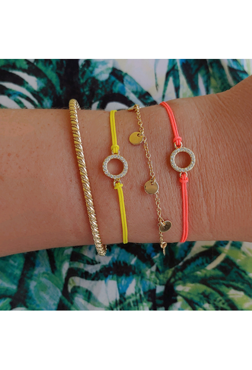 PULSEIRA ARO CRAVEJADO E CORDÃO AMARELO PM120-O