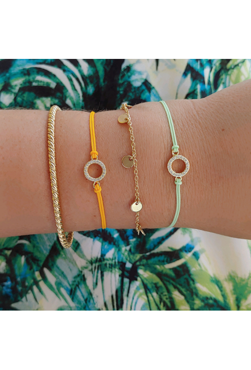 PULSEIRA ARO CRAVEJADO E CORDÂO LARANJA PM120-O