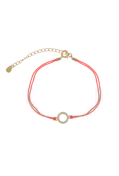 PULSEIRA ARO CRAVEJADO E CORDÃO ROSA PM120-O