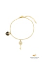 PULSEIRA COM CHAVE E CORAÇÃO ÔNIX AÇO DOURADO PM529-AD