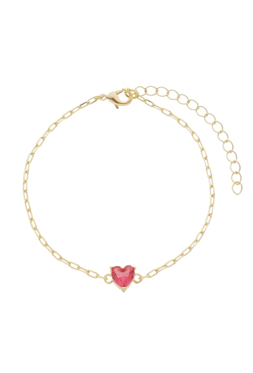 PULSEIRA COM CORAÇÃO DE CRISTAL RUBELITA PM187-O PULSEIRA COM CORAÇÃO DE CRISTAL RUBELITA PM187-O