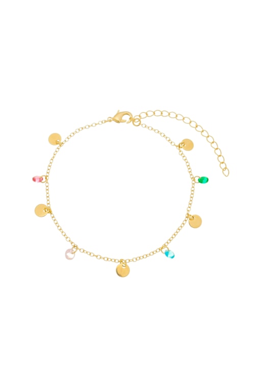 PULSEIRA COM CRISTAIS COLORS E MEDALHAS PM123-O