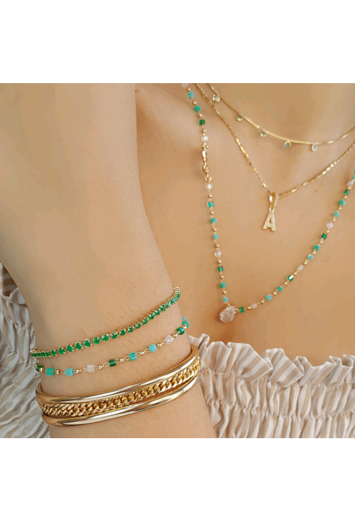 PULSEIRA COM CRISTAIS VERDE PM104-O