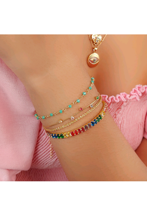 PULSEIRA COM CRISTAIS VERDE PM112-O