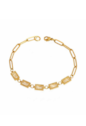 PULSEIRA COM ELOS E BAGUETES CRISTAL EM AÇO INOX DOURADO PM512-AD
