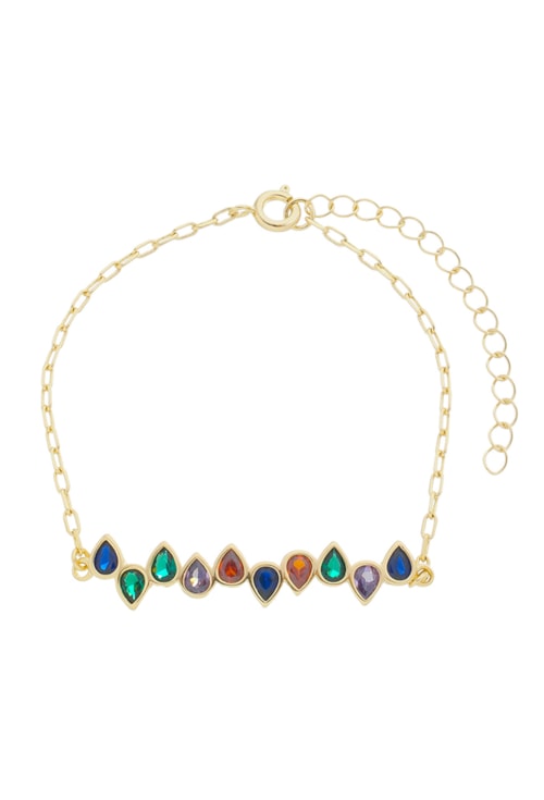 PULSEIRA COM GOTAS COLORIDAS NO OURO PM188-O