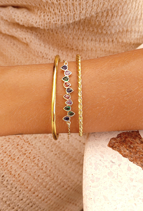 PULSEIRA COM GOTAS COLORIDAS NO OURO PM188-O PULSEIRA COM GOTAS COLORIDAS NO OURO PM188-O
