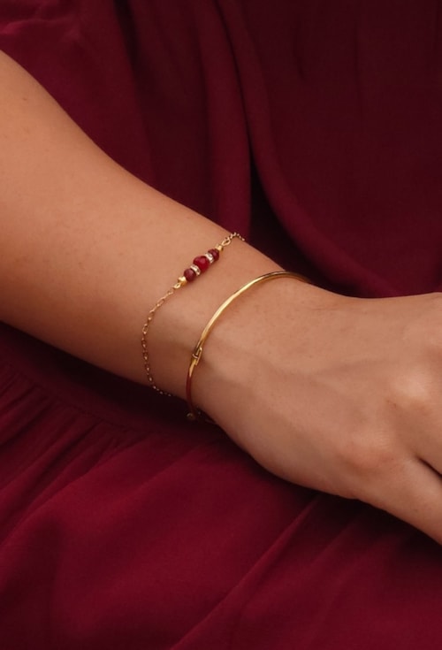 PULSEIRA COM JADE RUBI NO OURO PM447-O