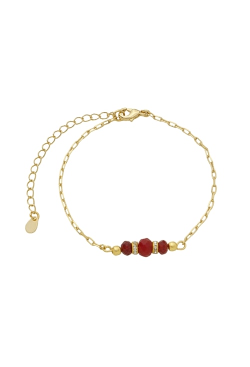 PULSEIRA COM JADE RUBI NO OURO PM447-O