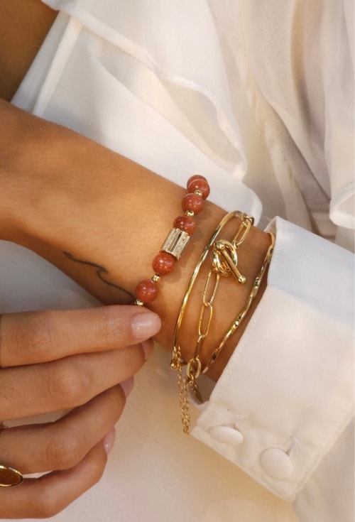 PULSEIRA COM PEDRA DO SOL NATURAL PM444-O PULSEIRA COM PEDRA DO SOL NATURAL PM444-O