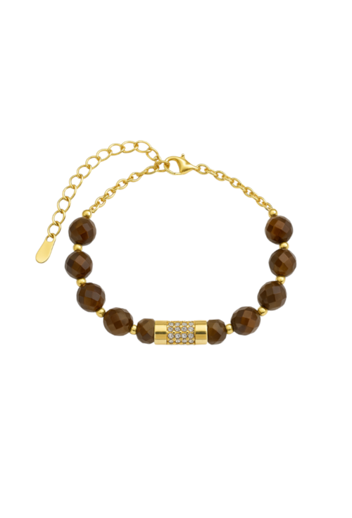 PULSEIRA COM PEDRA NATURAL OLHO DE TIGRE PM458-O