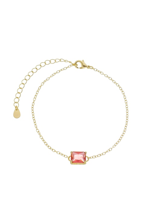 PULSEIRA COM PEDRA RETANGULAR RUBELITA  PM190-O