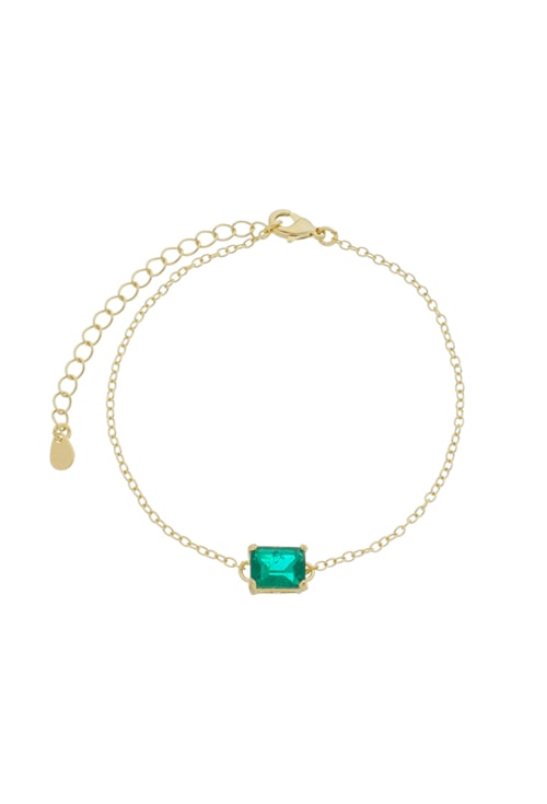 PULSEIRA COM PEDRA RETANGULAR RUTILADA ESMERALDA PM190-O
