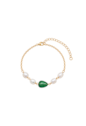 PULSEIRA COM PÉROLA BARROCA E ÁGATA VERDE BANHADA A OURO PM650-O