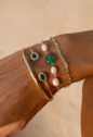 PULSEIRA COM PÉROLA BARROCA E ÁGATA VERDE BANHADA A OURO PM650-O