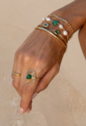 PULSEIRA COM PÉROLA BARROCA E ÁGATA VERDE BANHADA A OURO PM650-O