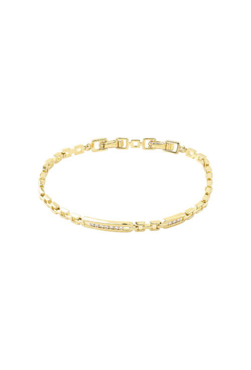 PULSEIRA COM PLACAS E ZIRCÔNIAS BANHADA A OURO PM637-O
