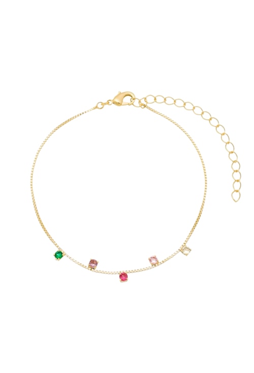 PULSEIRA COM ZIRCÔNIAS COLORS NO OURO PM106-O
