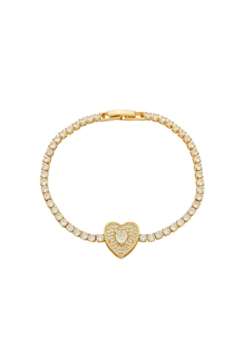 PULSEIRA CORAÇÃO CRAVEJADA COM ZIRCÔNIAS BANHO OURO PM560-O