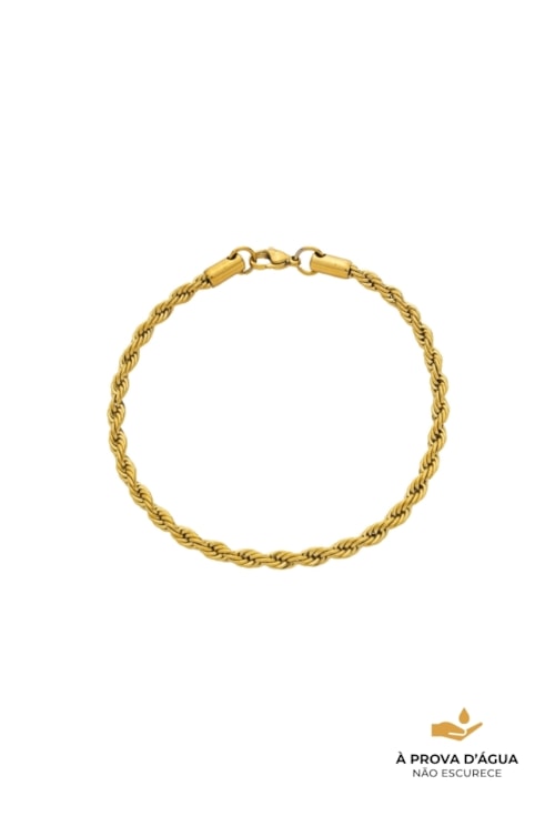 PULSEIRA CORDÃO BAIANO AÇO INOX DOURADO PM584-AD