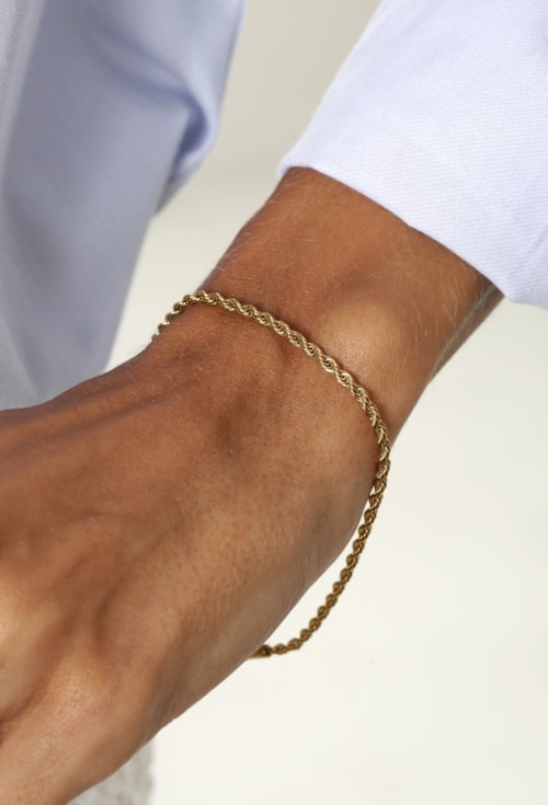 PULSEIRA CORDÃO BAIANO FINO AÇO INOX DOURADO PM585-AD