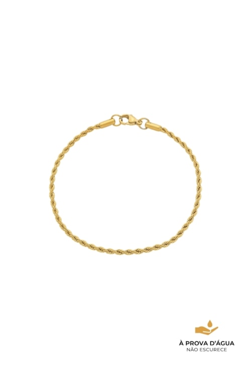 PULSEIRA CORDÃO BAIANO FINO AÇO INOX DOURADO PM585-AD