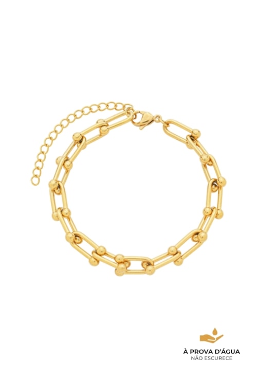 PULSEIRA CORRENTE COM ELOS U AÇO DOURADO PM528-AD