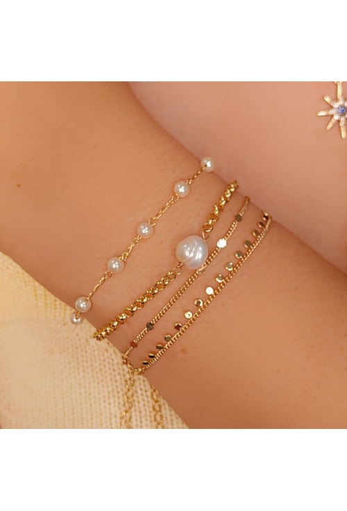 PULSEIRA CORRENTE COM MINI MEDALHAS NO OURO PM034-O