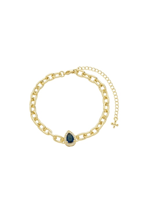 PULSEIRA CORRENTE COM PINGENTE GOTA SAFIRA CRAVEJADA PM500-O