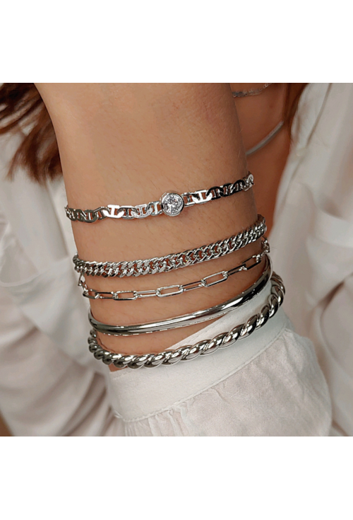 PULSEIRA CORRENTE DE LACRE COM ZIRCÔNIA PM077-R