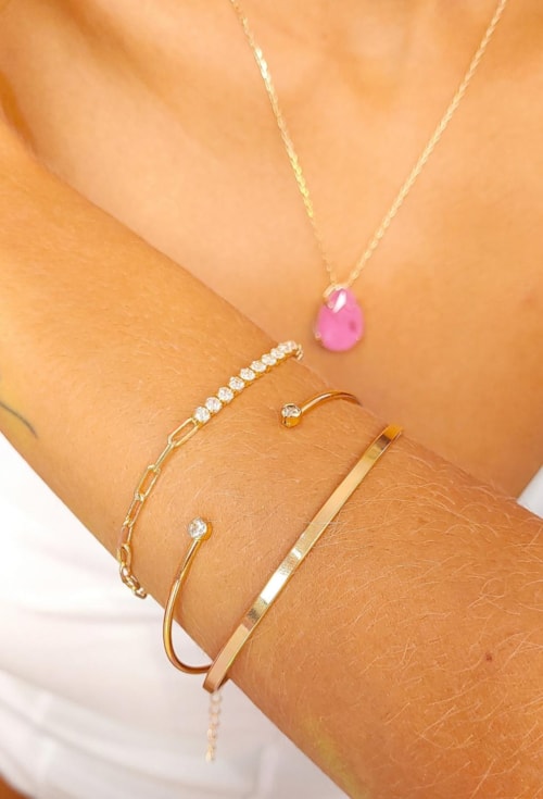 PULSEIRA CORRENTE E RIVIERA NO OURO PM078-O PULSEIRA CORRENTE E RIVIERA NO OURO PM078-O