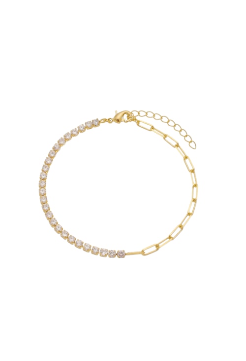 PULSEIRA CORRENTE E RIVIERA NO OURO PM078-O PULSEIRA CORRENTE E RIVIERA NO OURO PM078-O