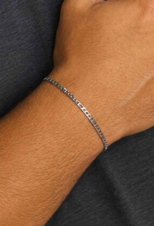 PULSEIRA CORRENTE FÍGARO BANHADA A RÓDIO PM272-R PULSEIRA CORRENTE FÍGARO BANHADA A RÓDIO PM272-R