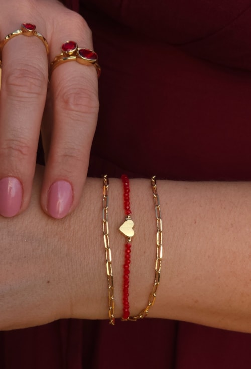 PULSEIRA CRISTAL RUBI COM CORÇÃO LISO PM450-O