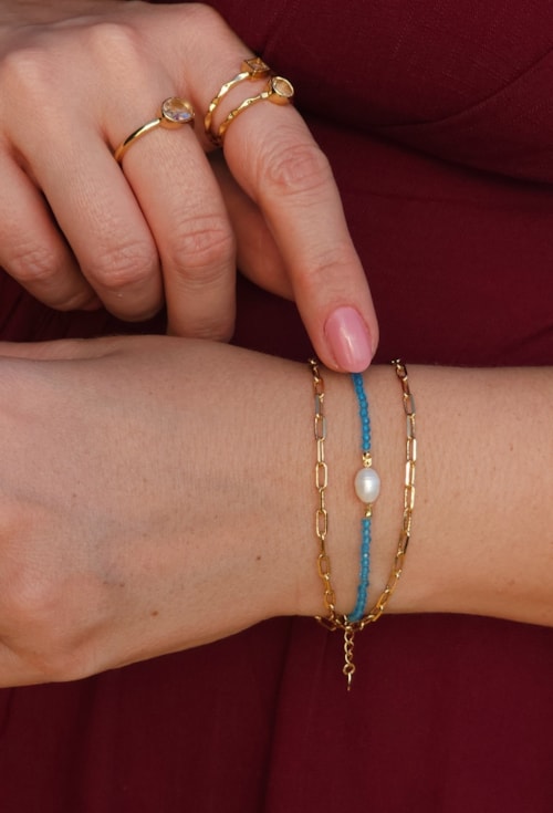 PULSEIRA CRISTAL TOP SKY COM PÉROLA BARROCA PM451-O