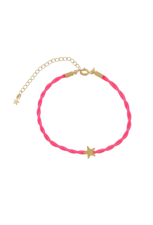 PULSEIRA DE CETIM PINK COM ESTRELA PM119-O