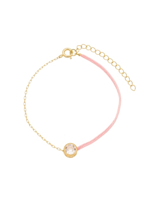 PULSEIRA DE CETIM ROSA COM ZIRCÔNIA PM096-O