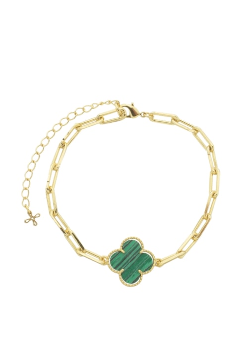 PULSEIRA DE ELOS COM TREVO MALAQUITA PM297-O
