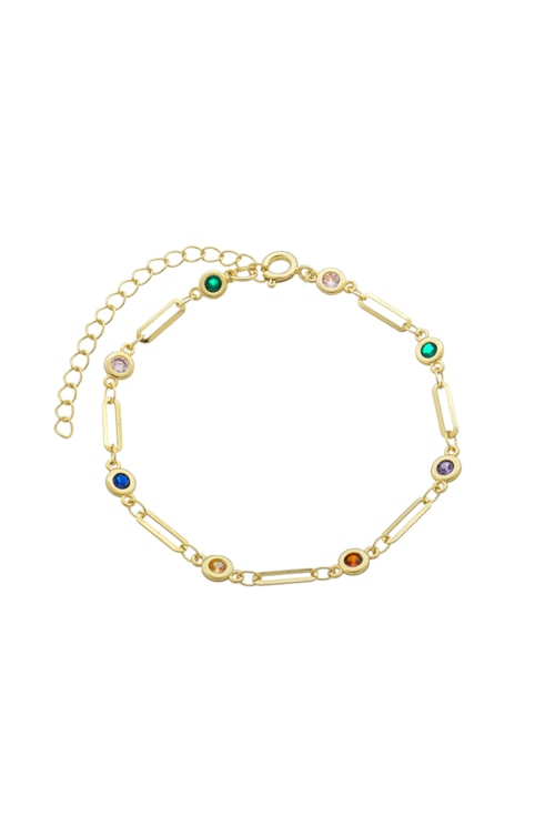 PULSEIRA DE ELOS COM ZIRCÔNIAS COLORIDAS PM219-O