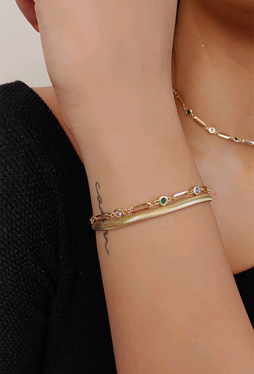 PULSEIRA DE ELOS COM ZIRCÔNIAS COLORIDAS PM219-O