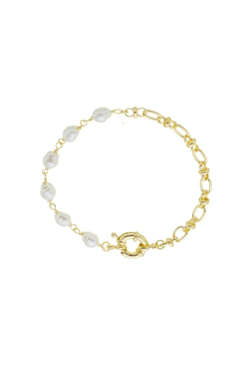 PULSEIRA DE ELOS E PÉROLAS COM FECHO BÓIA FRONTAL PM323-O PULSEIRA DE ELOS E PÉROLAS COM FECHO BÓIA FRONTAL PM323-O