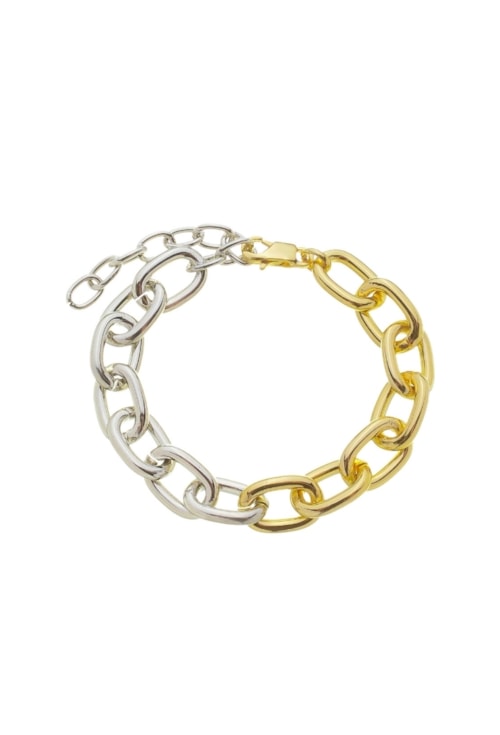PULSEIRA DE ELOS MODERNA OURO E RÓDIO PM363-O/R PULSEIRA DE ELOS MODERNA OURO E RÓDIO PM363-O/R