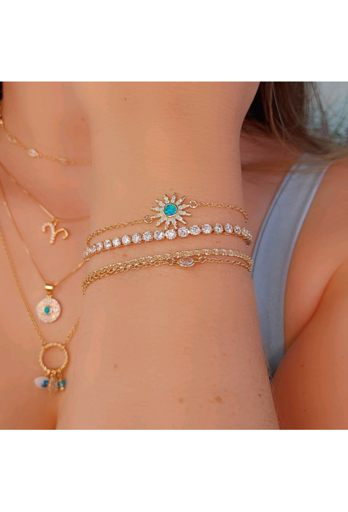 PULSEIRA DE ESTRELA COM OPALA AZUL PM062-O
