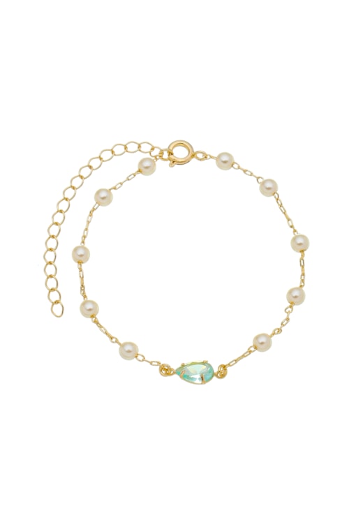 PULSEIRA DE GOTA AZUL PARAÍBA COM PÉROLA PM170-O PULSEIRA DE GOTA AZUL PARAÍBA COM PÉROLA PM170-O