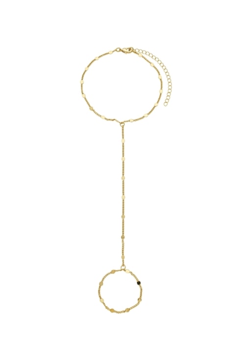 PULSEIRA DE MÃO COM PEQUENAS MEDALHAS REDONDAS NO OURO PM490-O