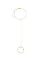 PULSEIRA DE MÃO DELICADA COM PÉROLAS NO OURO PM491-O